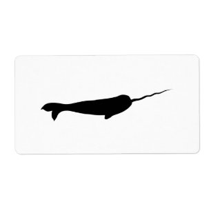 Gullig svartvit Narwhal Silhouette Fraktsedel
