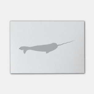 Gullig svartvit Narwhal Silhouette Post-it Block