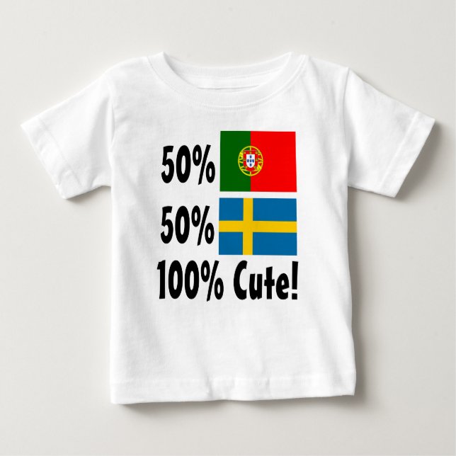 Gullig svensk 100% för 50% portugis 50% tee shirt (Framsida)