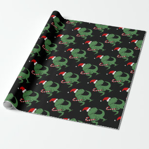 Gullig T-rex Dinosaur i konst för Santa hattjul Presentpapper