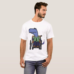 Gullig T-rex Dinosaur i rullstoltecknad T Shirt