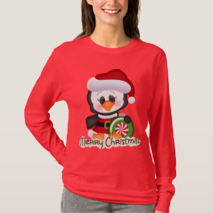 Gullig t-skjorta för julhelgdagpingvin tee shirt