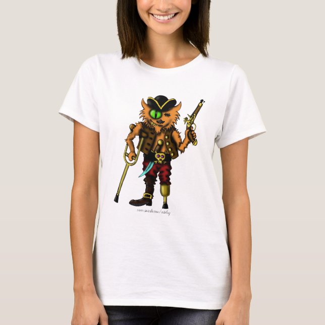 Gullig t-skjorta för rolig kattpirat design t-shirt (Framsida)