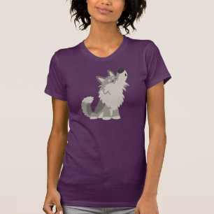 Gullig T-tröja för kvinnor för tjutatecknadvarg T Shirt