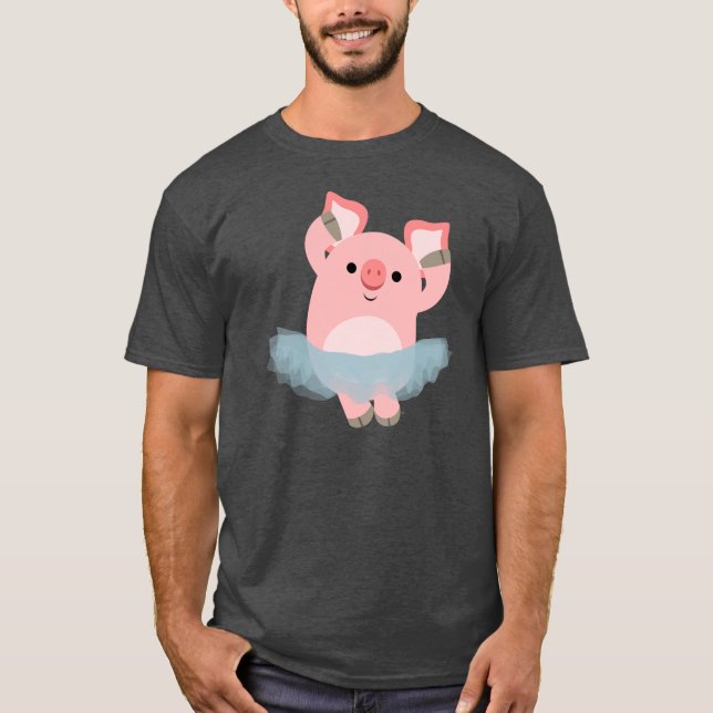 Gullig T-tröja för tecknadBallerinagris T Shirt (Framsida)