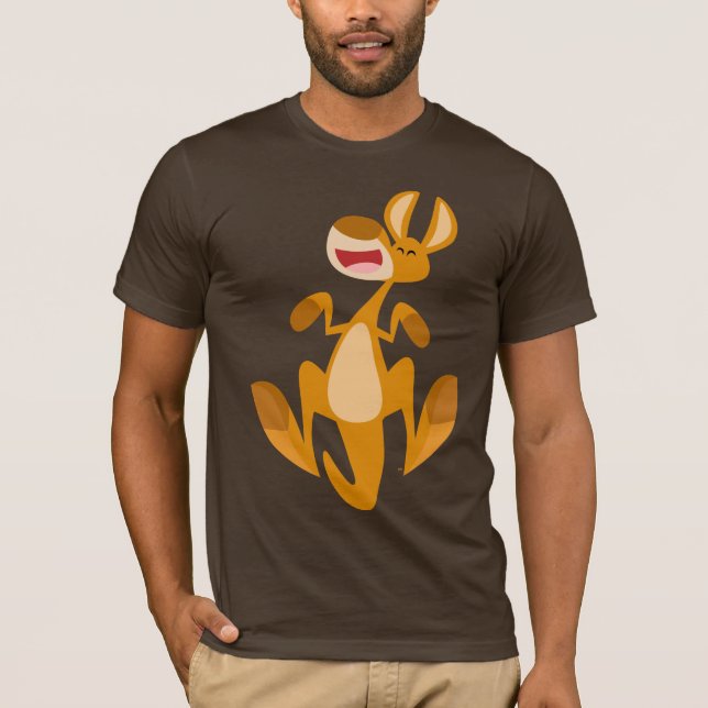 Gullig T-tröja för tecknadbanhoppningkänguru Tee Shirt (Framsida)
