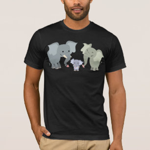 Gullig T-tröja för tecknadelefantfamilj Tee Shirt