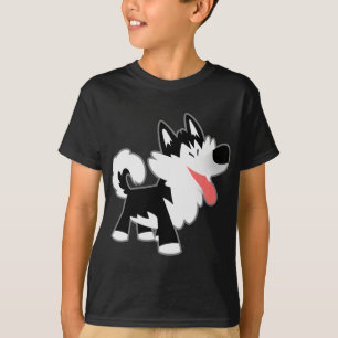 Gullig T-tröja för tecknadsiberian huskybarn Tee