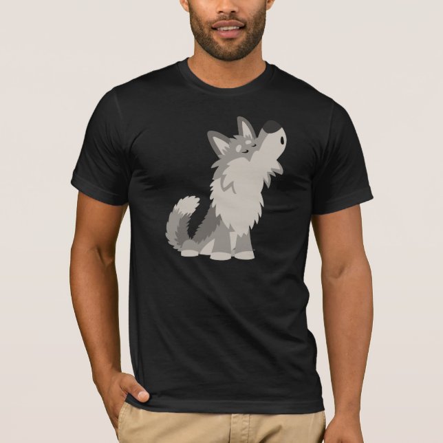 Gullig T-tröja för tjutatecknadvarg Tee Shirt (Framsida)