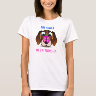 Gullig T-tröja för valp- och fjärilsvänskapdam T-shirt