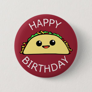 Gullig Taco för grattis på födelsedagen Knapp