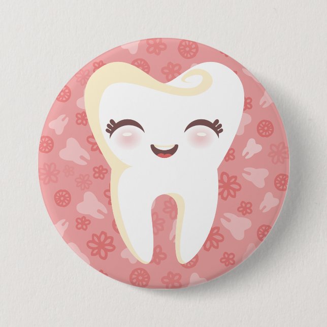 Gullig tand - rosor klämmer fast knäppas knapp (Framsida)