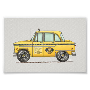 Gullig taxiCab Fototryck