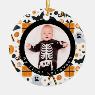 Gullig teckenbaby första Halloween prydnad Julgransprydnad Keramik