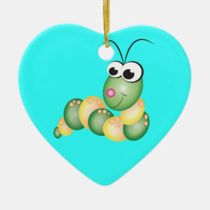 Gullig tecknad Caterpillar Julgransprydnad Keramik