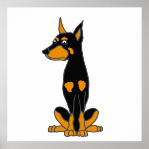 Gullig tecknad för hund för DobermanPinschervalp Poster