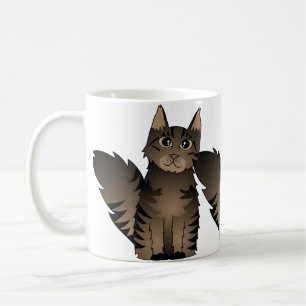Gullig tecknad för Maine Coonkatt - brun Tabby Kaffemugg