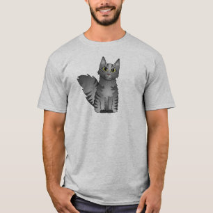 Gullig tecknad för Maine Coonkatt - silverTabby T Shirt