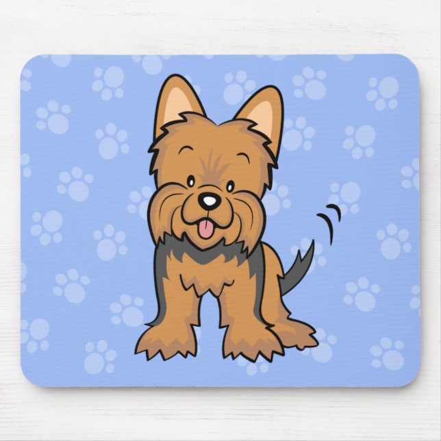 Gullig tecknad hund Yorkie Mousepad Musmatta (Framsidan)
