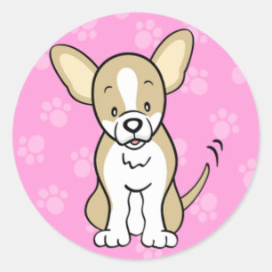 Gullig tecknad hundChihuahuaklistermärke Runt Klistermärke