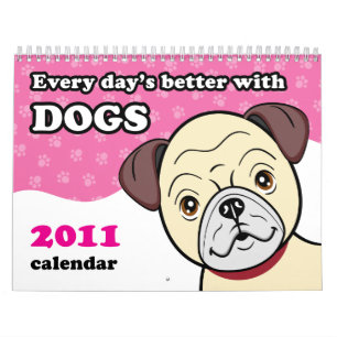 Gullig tecknad hundkalender kalender