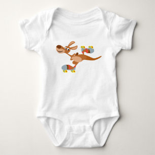 Gullig tecknad som åker skridskor kängurubabydr t-shirt
