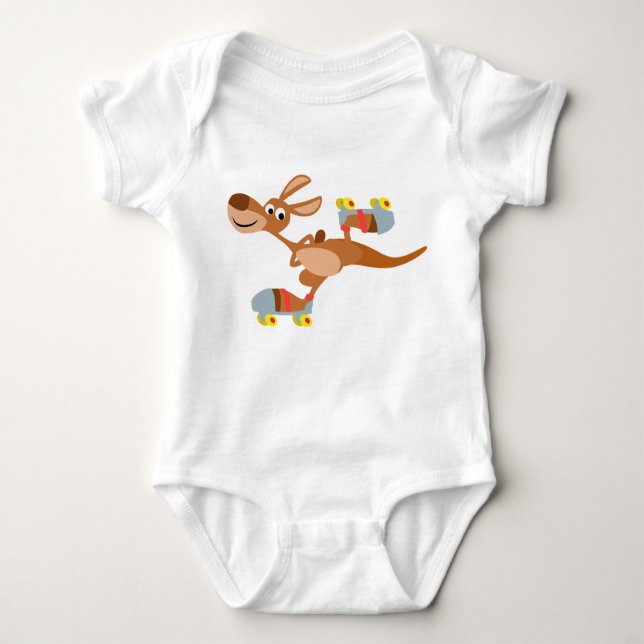 Gullig tecknad som åker skridskor kängurubabydräkt t-shirt (Framsida)