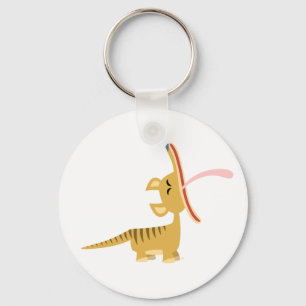 Gullig tecknad som gäspar Thylacine Keychain Nyckelring