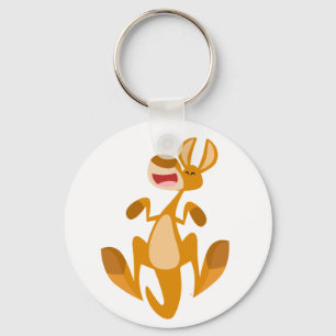 Gullig tecknadbanhoppningkänguru Keychain Nyckelring