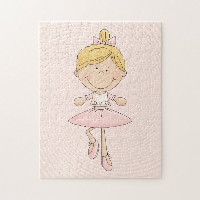 Gullig tecknadblondinBallerina Pussel (Vertikal)