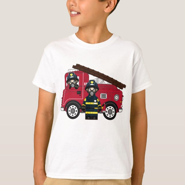 Gullig tecknadbrandman tee (Framsida)