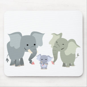 Gullig tecknadelefantfamilj Mousepad Musmatta