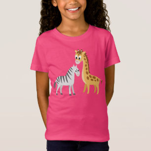 Gullig tecknadgiraff och sebraafrikanSafari T-shirt