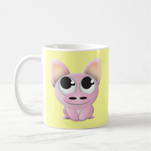 Gullig tecknadgris kaffemugg