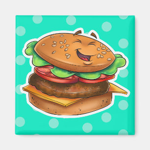gullig tecknadhamburgaremagnet magnet