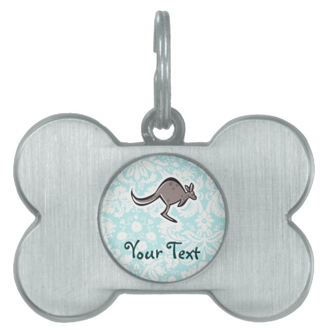 Gullig tecknadkänguru ID-bricka husdjur (Framsidan)