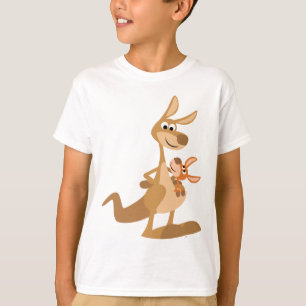 Gullig tecknadkängurumorsa och känguruunge t shirt