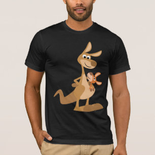 Gullig tecknadkängurumorsa och känguruunge T-tr Tee Shirt