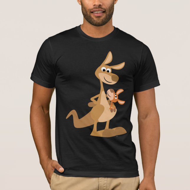 Gullig tecknadkängurumorsa och känguruunge T-tröja Tee Shirt (Framsida)