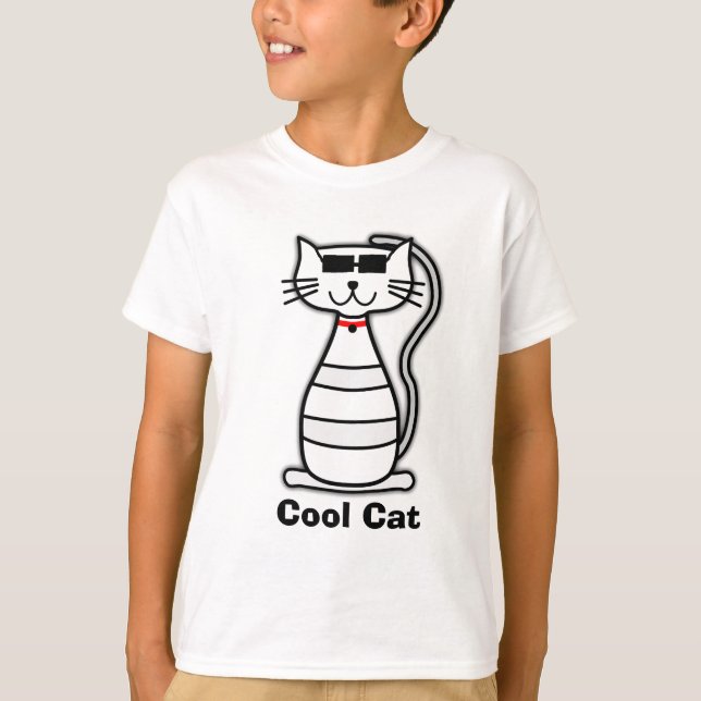 Gullig tecknadkatt för kall katt med solglasögon tee shirt (Framsida)