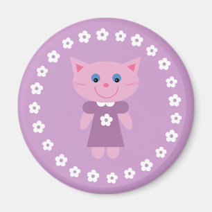 Gullig tecknadkatt på en nätt lila magnet