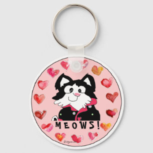 Gullig tecknadkatttillbehör Keychains Nyckelring
