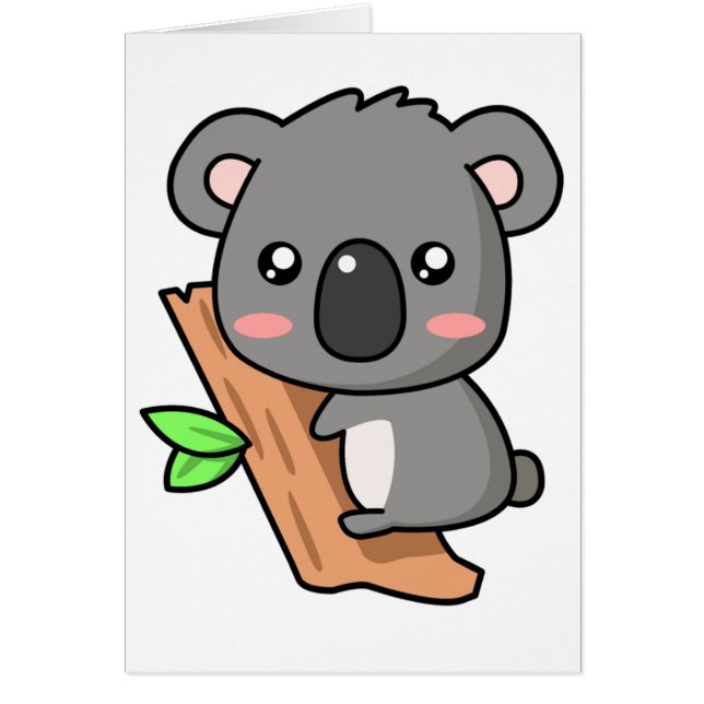Gullig tecknadKoalabjörn på Eucalyptusträd Hälsningskort (Framsidan)