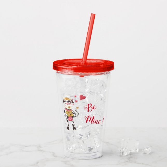 Gullig tecknadkovalentin tumbler för dag take away mugg (Baksida Ice)