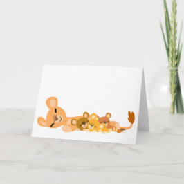 Gullig tecknadmorsa kort för lejon och