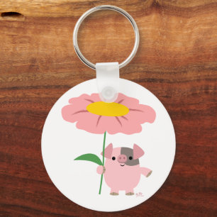 Gullig tecknadPiglet med gåvan (rosan) Keychain Nyckelring