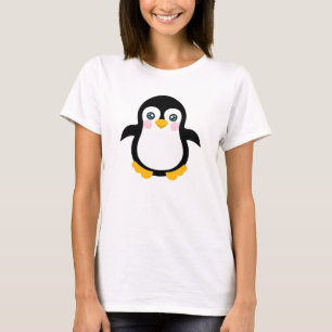 Gullig tecknadpingvindesign tee shirt