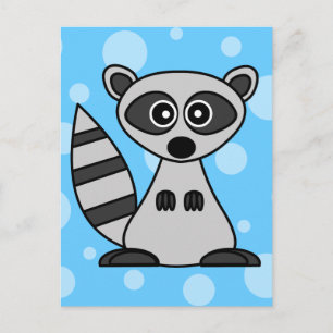 Gullig tecknadRaccoon Vykort