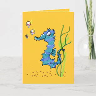 Gullig tecknadSeahorse Kort