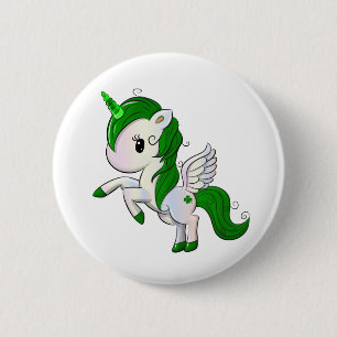 Gullig tecknadSts Patrick Unicorn Pegasus för dag Knapp